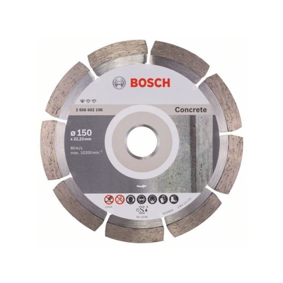 Bosch Lama da taglio diamantata standard per calcestruzzo, 150 x 22,23 x 2 x 10 mm, confezione da 1 pezzo