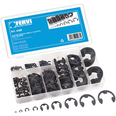 Assortimento di 300 anelli elastici per esterni alberi motore FERVI 0296