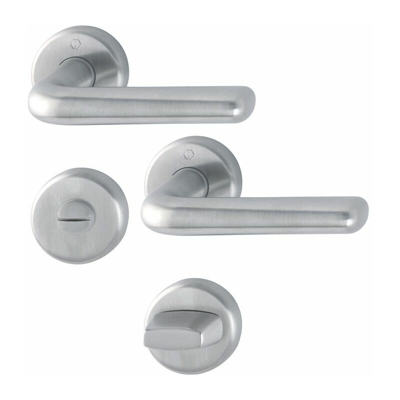 HOPPE Set manico Rosone Ø: 52 mm Perforazione: Bad SK / OL Acciaio inox Helsingborg E1730Z/17KV/17KV/17KVS F69 opaco