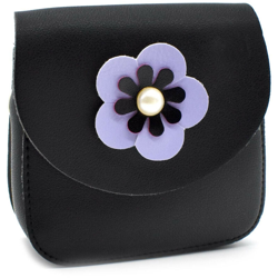 BORSA BORSETTA TRACOLLA nero CON FIORE COLORE casuale PORTAFOGLIO DA PASSEGGIATA 11x10x4CM BAMBINA BIMBA DONNA - TAKESTOP en oferta