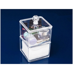 ORGANIZER 2 RIPIANI quadrato ESY_10242 PORTA DISCHETTI TRUCCO COTTON FIOC GIOIELLI CREME ACRILICO TRASPARENTE UFFICIO CASA - TAKESTOP precio