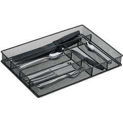 Portaposate, Divisore per Posate da Cassetto, 6 Scomparti, Utensili Cucina, Design a Rete, 5,5x28x40,5 cm,nero - RELAXDAYS características