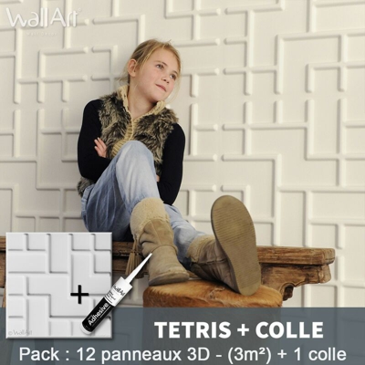 Pannelli Decorativi 3D Tetris Pannello a parete 3m² + Colla WallArt - WALLART 3D