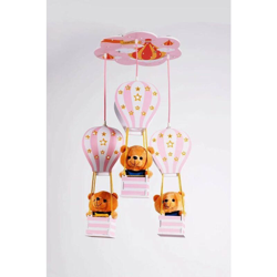 Lampadario Cameretta Bimba MONGOLFIERA ROSA 3xE27 in legno - MILLE LUCCIOLE en oferta