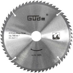 Güde Carbide lama 210x30mm con 60 denti características