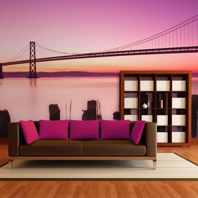 Fotomurale - La baia di San Francisco in viola, California450x270 cm - GBSHOP