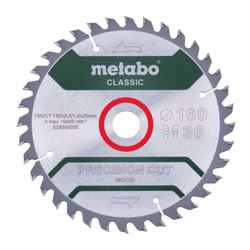Metabo Lama "precision cut, classic", 160x2,2/1,4x20 Z36 WZ 10° - 628659000 características