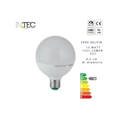 Lampadina globo led 9,5 cm 3000 5000 kelvin e27, tipo luce fredda - GT LUCE