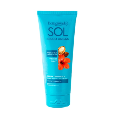 SOL Ibisco Argan - Crema aftersun - hidrata y sublima - con aceite de Hibisco y aceite de Argán (200 ml) - prolonga el bronceado - cremagel efecto fre