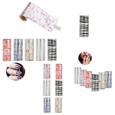 FAB FOILS VISTO IN TV 20 CARTINE UNGHIE NAILS MANICURE KIT DECORAZIONI SMALTO BIANCO TRASPARENTE disegni casuali - TAKESTOP