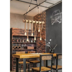 Lampada a sospensione corde e legno design industriale 6xE27 IP22 - UNIVERSO características
