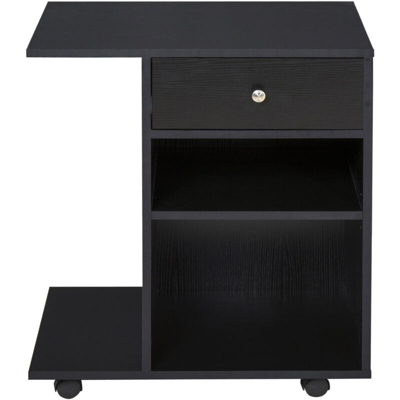 Vinsetto Mobile Porta Stampante in Legno Nero con 1 Cassetto 2 Ripiani Mensola CPU