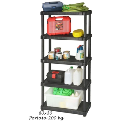 Scaffali in Resina 5 Ripiani 80x30 Plastica da Interno Esterno Garage Magazzino - BRICOSHOP24