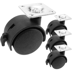 PrimeMatik - Rotelle pivotanti ruote di nylon con freno 40 mm 38x38 mm 4 pack precio