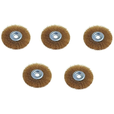 5 SPAZZOLE A DISCO CIRCOLARE CON FORO ø mm.100 foro mm.1 MOLA FERR 17244 - EUROSTORE07