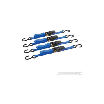 SET 4 CINGHIE CON GANCI TENDITORE A CRICCHETTO 25mm X 4 METRI 250 Kg portapacchi