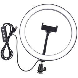 Puluz - Anello luminoso da 10 pollici, lampada autoscatto per la fotografia in diretta dell'ancora, inclusa la clip per telefono cellulare en oferta