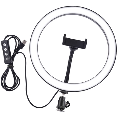 Puluz - Anello luminoso da 10 pollici, lampada autoscatto per la fotografia in diretta dell'ancora, inclusa la clip per telefono cellulare