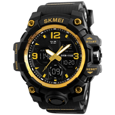 1155B quarzo elettronico digitale Men Watch Fashion Casual Outdoor Sports Maschile Orologio da polso Dual Time di settimana della data Chrono Alarm