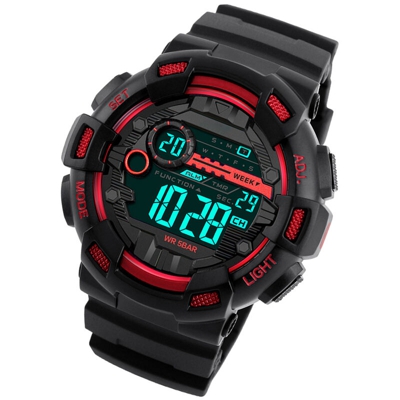 SKMEI 1243 elettronico digitale Men Watch Fashion Casual Outdoor Sports Maschile Orologio da polso Dual Time di settimana della data di conto alla