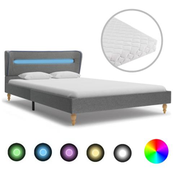 Letto Con Led E Materasso Tessuto Grigio Chiaro 140x200cm precio