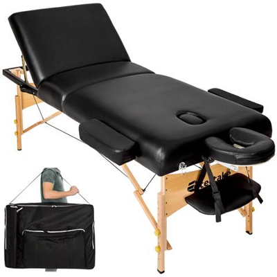 Lettino Da Massaggio A 3 Zone, 10 Cm Di Imbottitura + Borsa - Nero