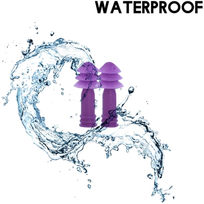 Mack's - Tappi per le orecchie insonorizzati, Auricolari da nuoto impermeabili, 1 paio di silicone wireless, viola