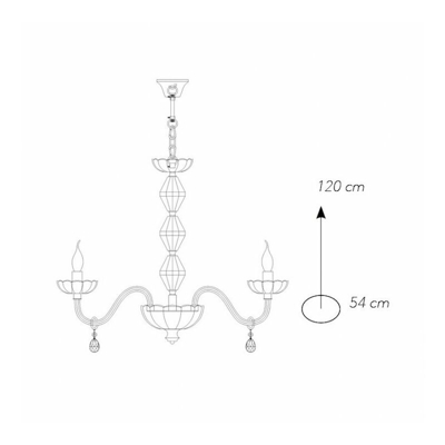 Shop-day - Lampadario Cristallo Finitura Cromata Gocce Trasperenti Classico E14