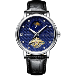 TEVISE T612 uomini d'affari meccanico automatico Watch Time Moon Phase Moda Mostrare casuale mani luminose cinturino in pelle impermeabile Vita características