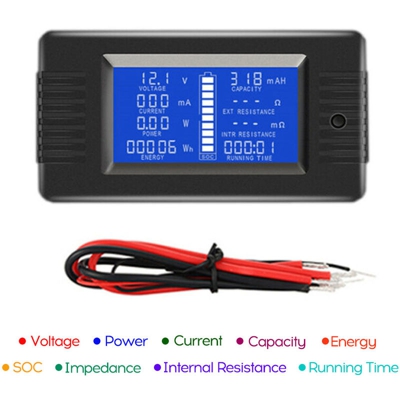 Digital Display LCD Corrente Tensione Solar Po-wer Meter Multimetro voltmetro Batt-ery tester del monitor - ASUPERMALL