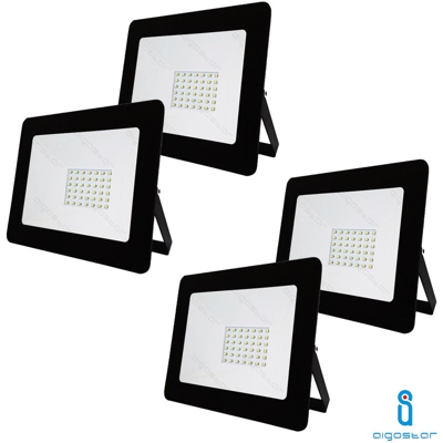 4x FARO LED SLIM PROIETTORE 30W SMD 6400K BIANCO FREDDO IP65 DA ESTERNO AIGOSTAR