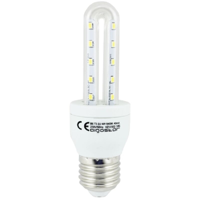 Lampadina Led Tubo T3 2U 4W Attacco E27 Luce Bianco Freddo 6400K No Fluorescente Aigostar