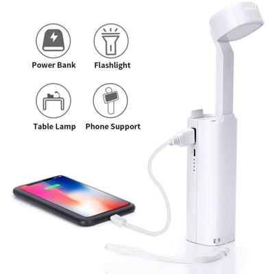 LAMPADA LED 4in1 DA TAVOLO PIEGHEVOLE PORTATILE DIMMER POWER BANK TORCIA SUPPORTO SMARTPHONE - AIGOSTAR
