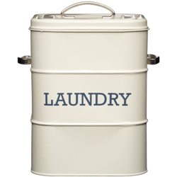 Contenitore in latta porta detersivo, con coperchio e maniglie, colore panna - Living Nostalgia en oferta