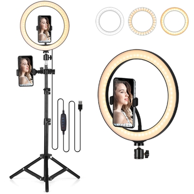 10.2 LED anello 3200K-5500K dimmerabili Desk Lamp Camera 3 modalita di illuminazione 10 Luminosita Per Live Streaming selfie trucco Youtube Video