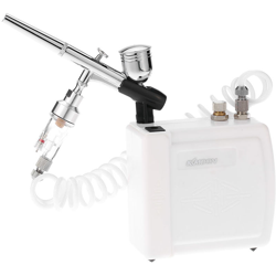 KKmoon Nuovo 100-240V professionale a gravita a doppia azione Airbrush compressore d'aria Kit per la pittura di arte trucco manicure mestiere Torta características