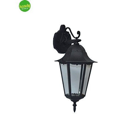 APPLIQUE DISCENDENTE IN ALLUMINIO DA ESTERNO IP44 ATTACCO E27 LAMPADA DA PARETE MURO-Nero - GREENLIGHT