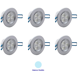 Faretto Led A Incasso Luce Fredda 3W Rotondo Con Alette A Molla 6 Pezzi - HOUSECURITY características