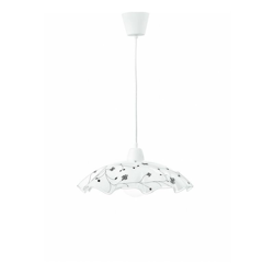 Lampadario bianco con decoro floreale nero 60 watt E27 - MARCA precio