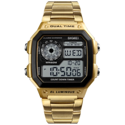 SKMEI Sport uomini dell'acciaio inossidabile 5ATM resistente all'acqua retroilluminazione Man Digital Orologio da polso maschile Relogio Musculino