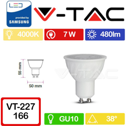 V-Tac Lampadina Led 7W Chip Samsung Attacco Gu10 Luce Naturale 4000K Vt-277 166 características