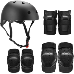 Set casco di sicurezza per bambini 7 pezzi, nero, taglia M - ASUPERMALL precio