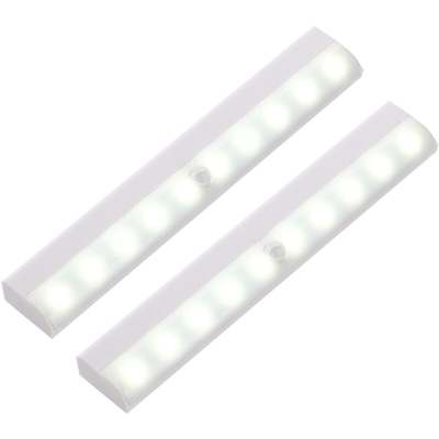 Due armadietto montato 10LED lampada branello luce (corpo del sensore) regolando automaticamente consegna luce bianca e calda senza batteria