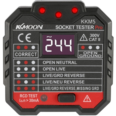 Rivelatore Socket display KKmoon KKM5 digitale portatile circuito Polarita tester di tensione della parete della spina Breaker Finder RCD test