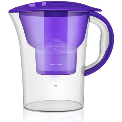2.5L trasparente Brocca acqua per uso domestico di acqua filtro bottiglia filtro Kettle Carboni depuratore di acqua per purificare l'acqua, viola