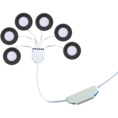 6 installato / 1 rimorchio 6 LED luce del Governo luce del Governo del LED mobili da cucina, decorazione della casa di notte la luce armadio nero