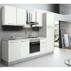 Cucina a parete Valentini colore bianco frassinato 300x60x216 cm - VV en oferta