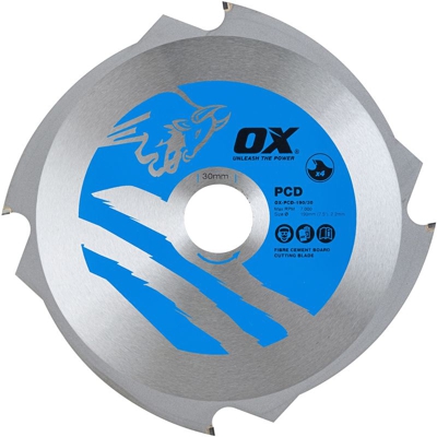 OX ox-pcd-190/30 4 denti fibrocemento lama da taglio, 0 V, argento/blu, 190/30 mm - XO