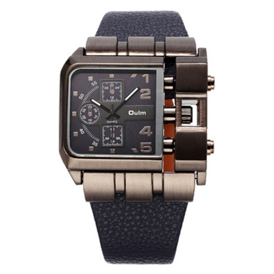 OULM lusso del quarzo Men Square Dial cinturino in pelle orologi da polso maschile Antique