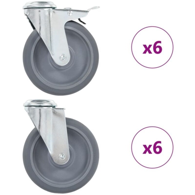 Ruote Girevoli con Foro per Bullone 12 pz 125 mm - VIDAXL